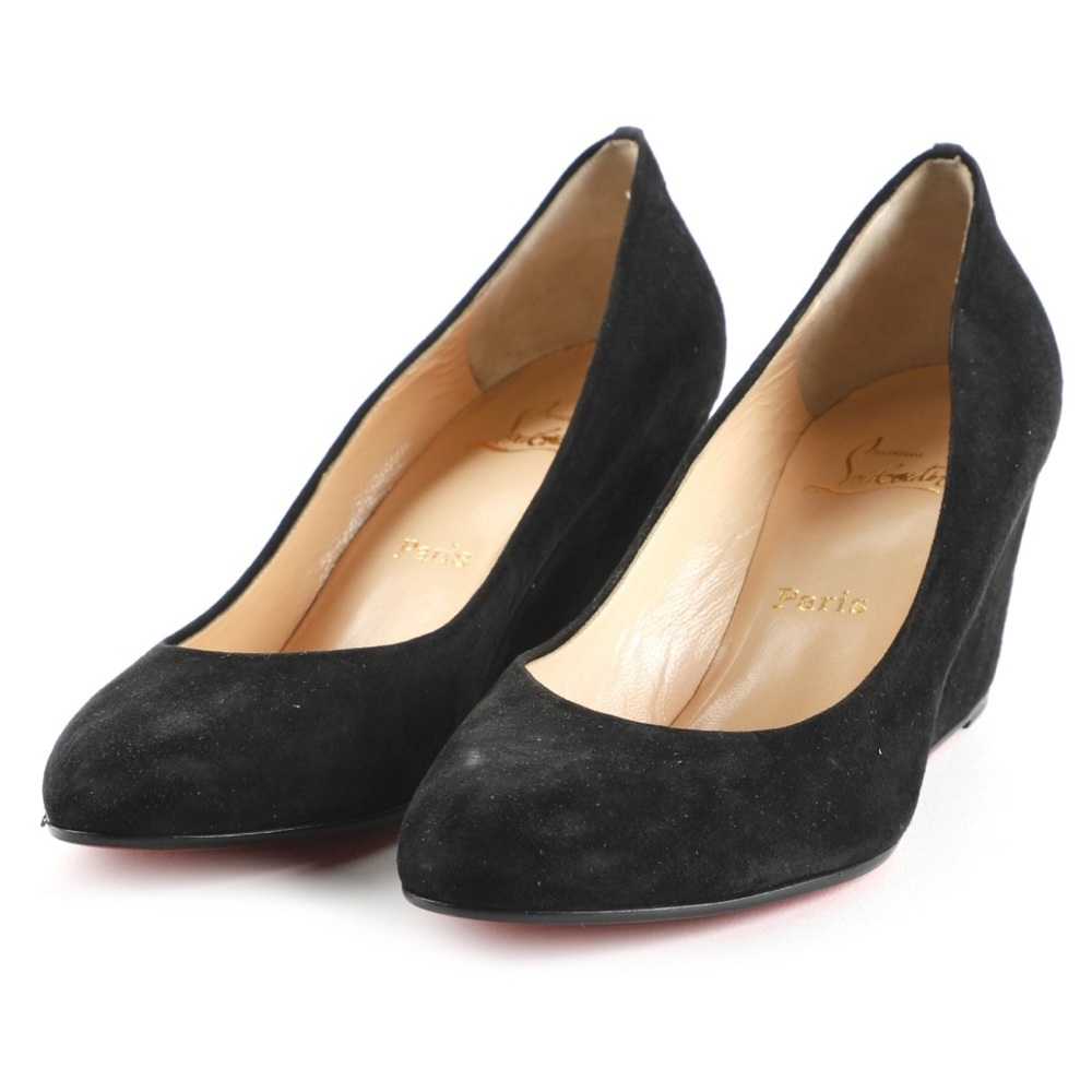 Christian Louboutin Suede Mid Heel Wedge